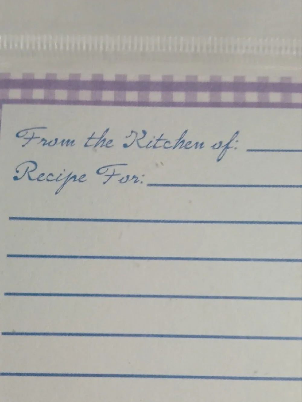 Lavender Gingham Recipe Cards - Pack of 20